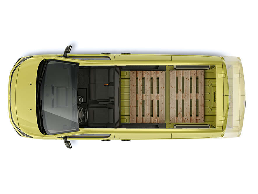 Вигляд зверху на новий Opel Vivaro крізь прозорий дах